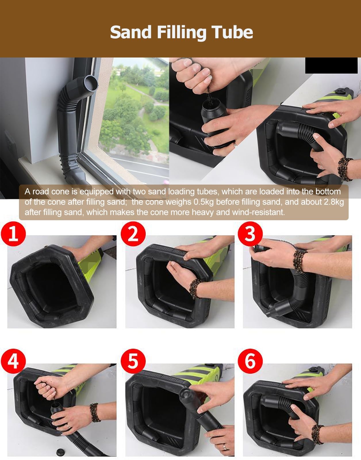 Poteaux de stationnement, Lot de 12 cônes de signalisation Bleus légers de 63 cm (24,8 po), cônes de sécurité durables en ABS avec poignée et 2 Tubes de Sable, cônes de stationnement réfléch
