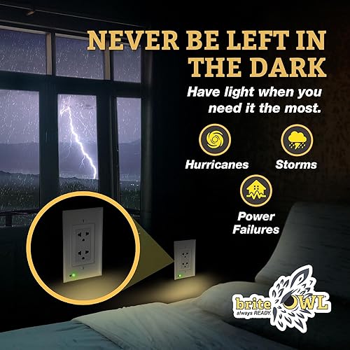 Miniatura 5 de Placa de cubierta de tomacorriente iluminada y luz nocturna LED, cubierta de tomacorriente de pared para cortes de energía durante tormentas