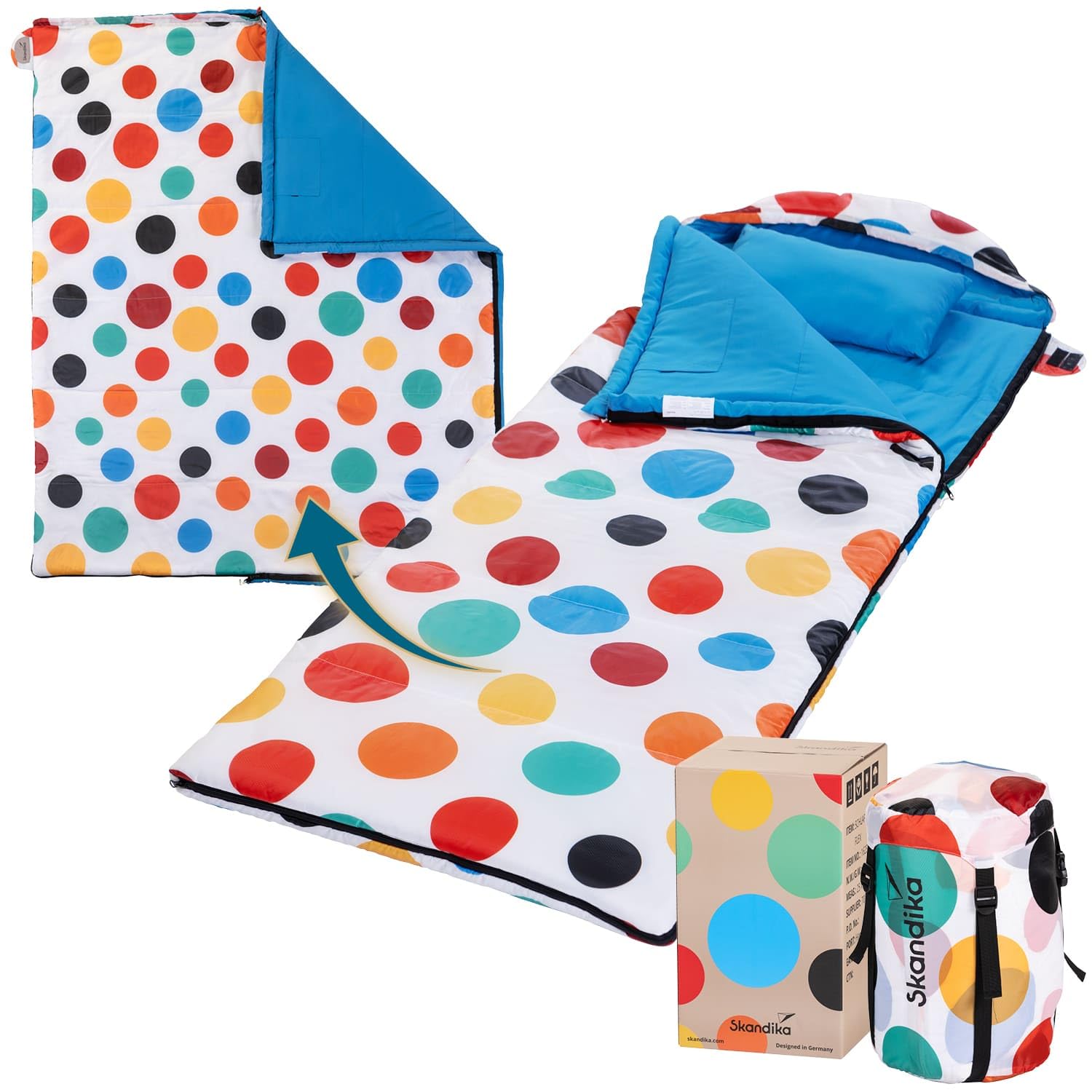 Skandika Sac de Couchage Sovro | Sac de Couchage rectangulaire pour Adultes, 3 Saisons, utilisable comme Sac de Couchage Double, Sacs de Couchage de Camping avec Oreiller