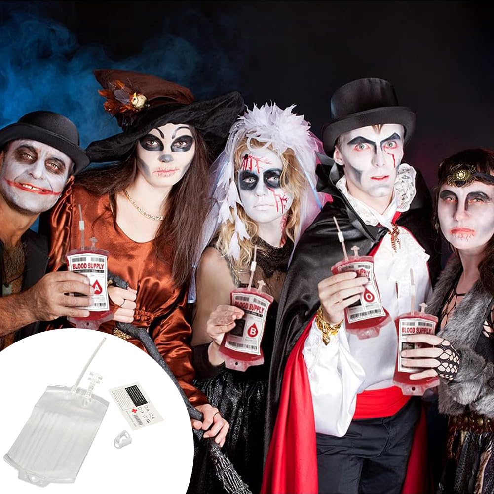 Halloween Sacchetti di Sangue per Bevande, Sacca per Sangue, Sangue Contenitore per Bevande Riutilizzabile, Sacchetti per Sangue, Sacchetti per Bevande Riutilizzabile, 4 Pezzi