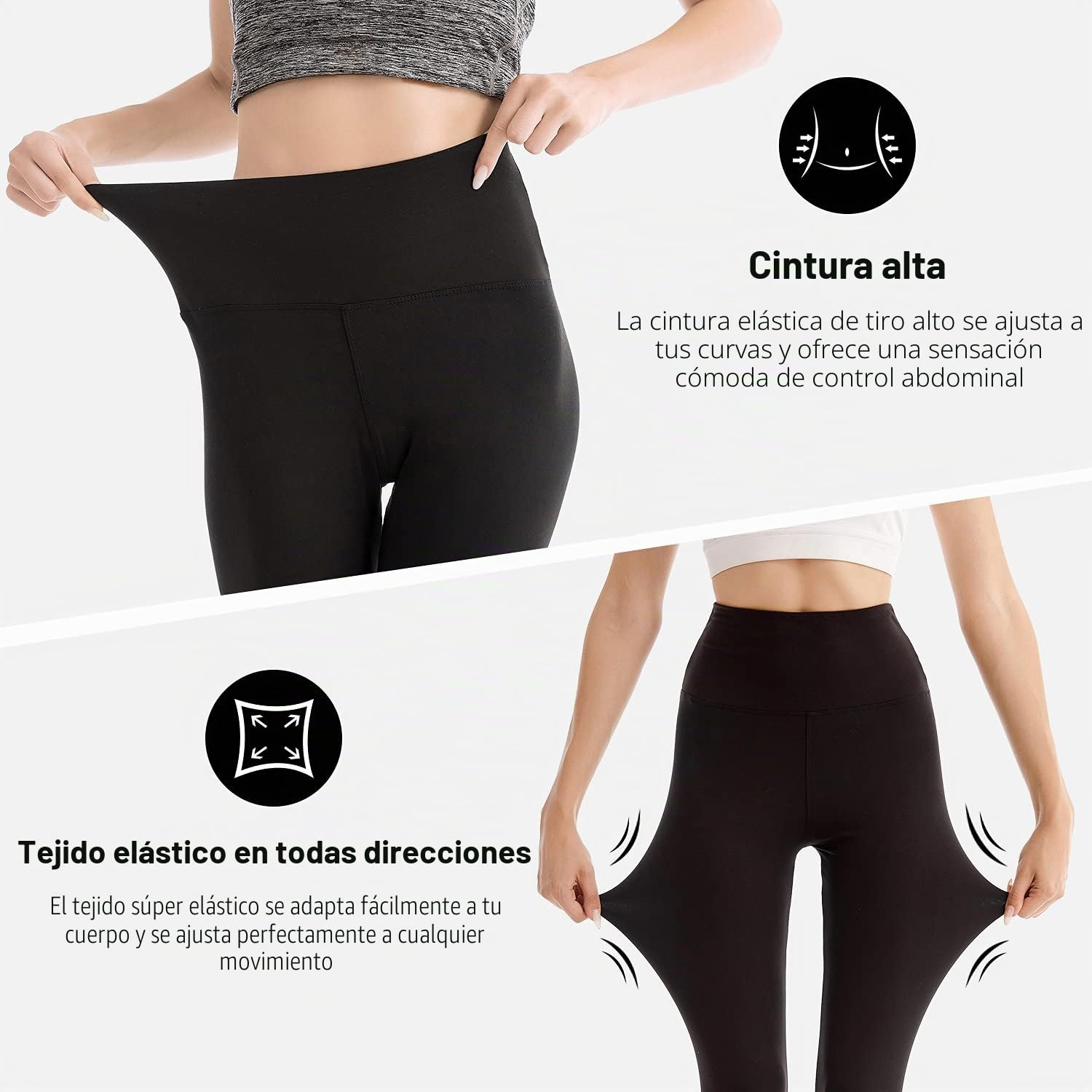 SINOPHANT Mallas Deporte Mujer de Cintura Alta, Leggins de Control de Abdomen Opacas, Elásticas, Leggings Mujer Vestir, Suaves como la Mantequilla