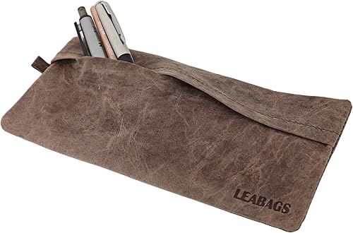 Miniatura 8 de LEABAGS Estuche de cuero para lápices, de piel auténtica, Fort Vaux, para adultos, hombres, mujeres, trabajo, universidad, Negro -, Vintage