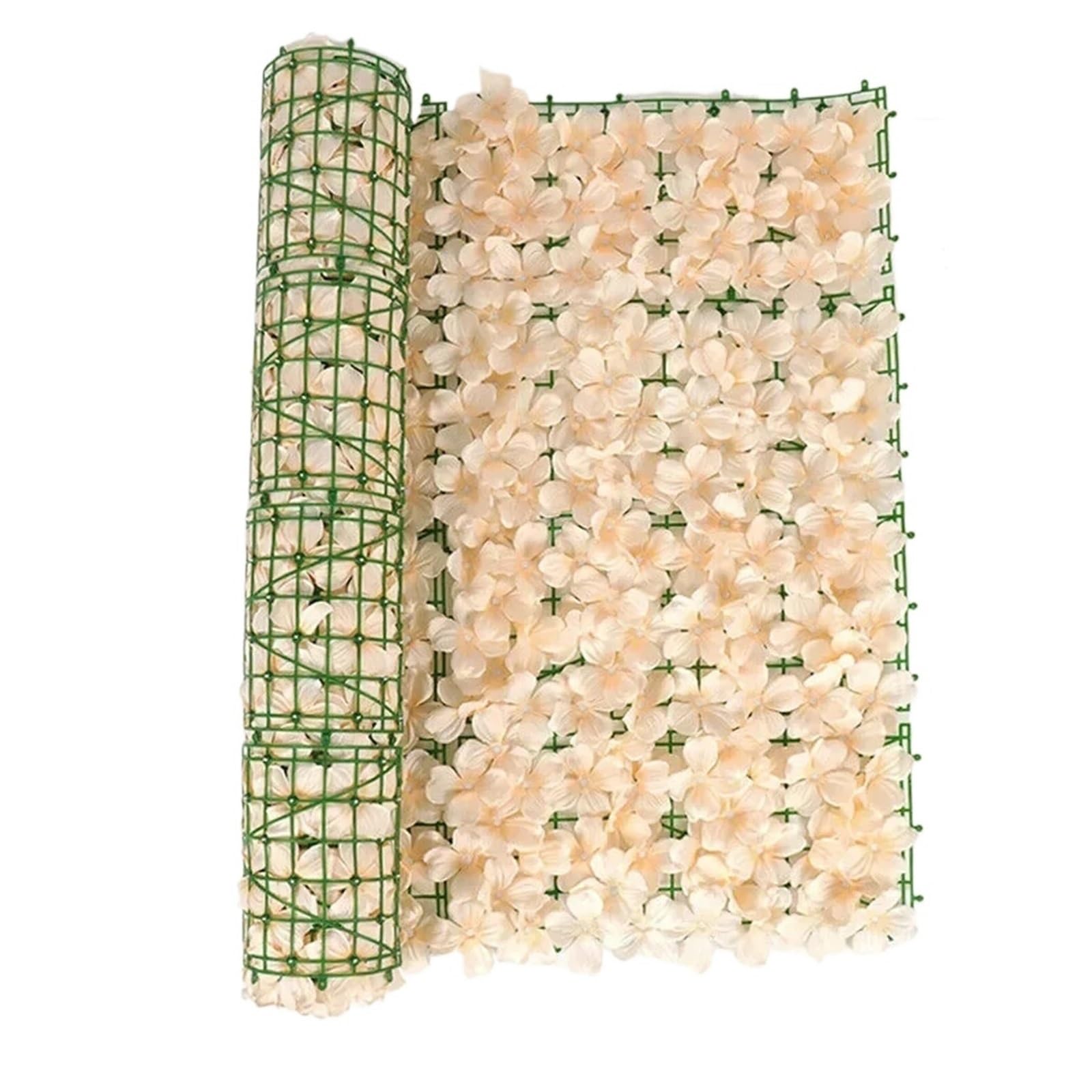 Lovssu Champagne Garden Privacy Screen 1.0M Fake Fence Trellis Wall Decoration Artificial Flower Privacy Screen Outdoor Garden Balcony Hedge Home Decor(Champagne)