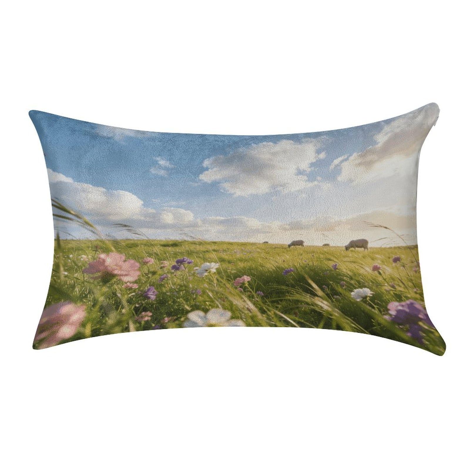 Fodpand Style Meadow Pillowcase,Elegant Designed Home Decor,Velvet Pillowcase,Soft And Cozy,Pillow Case Cover With Hidden Zipper For Bedroom, Sofa, Couch