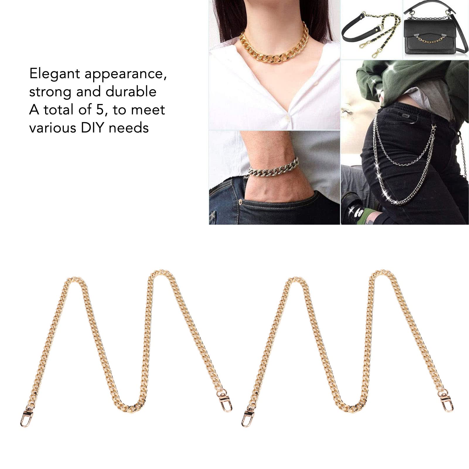 Catena per cordoli Creazione di gioielli Catena a maglie intrecciate artigianali in metallo antiruggine premium per collane fai da te Bracciali Materiale ferro 1,2 m 5 pezz