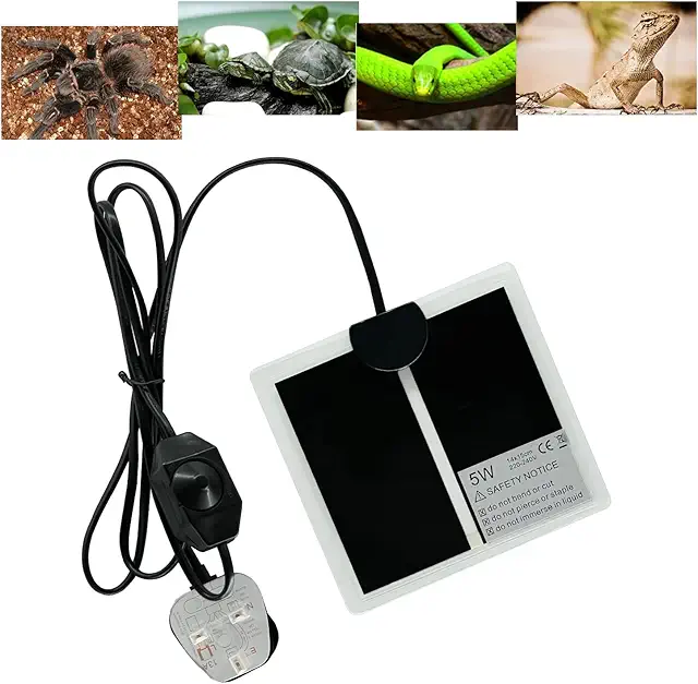 FIPASEN Reptile Heating Mat - Adjustable Terrarium Heater Pad for Snakes, Lizards & Turtles