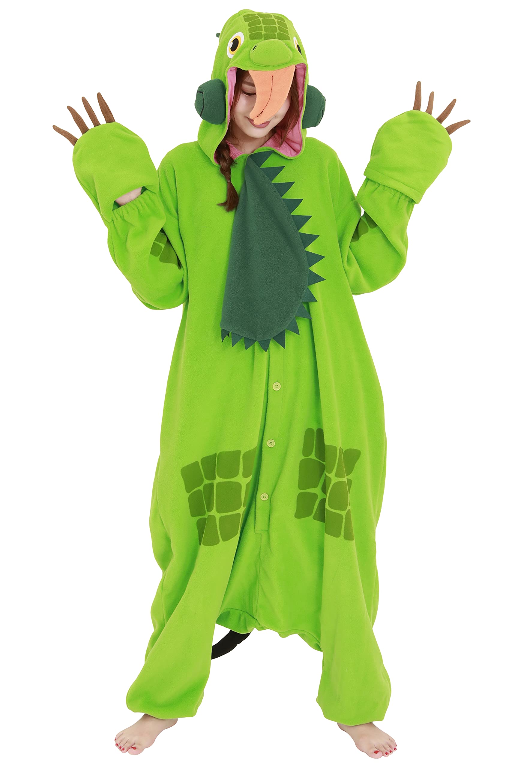 SAZAC Green Iguana Kigurumi - Onesie Jumpsuit Halloween Costume