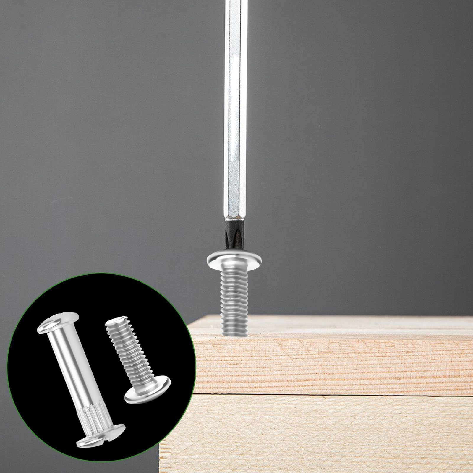 30 Viti M6 Per Mobili - Set Connettori Da 32-42mm Per Montaggio Armadi E Pannelli Legno - Foto 3