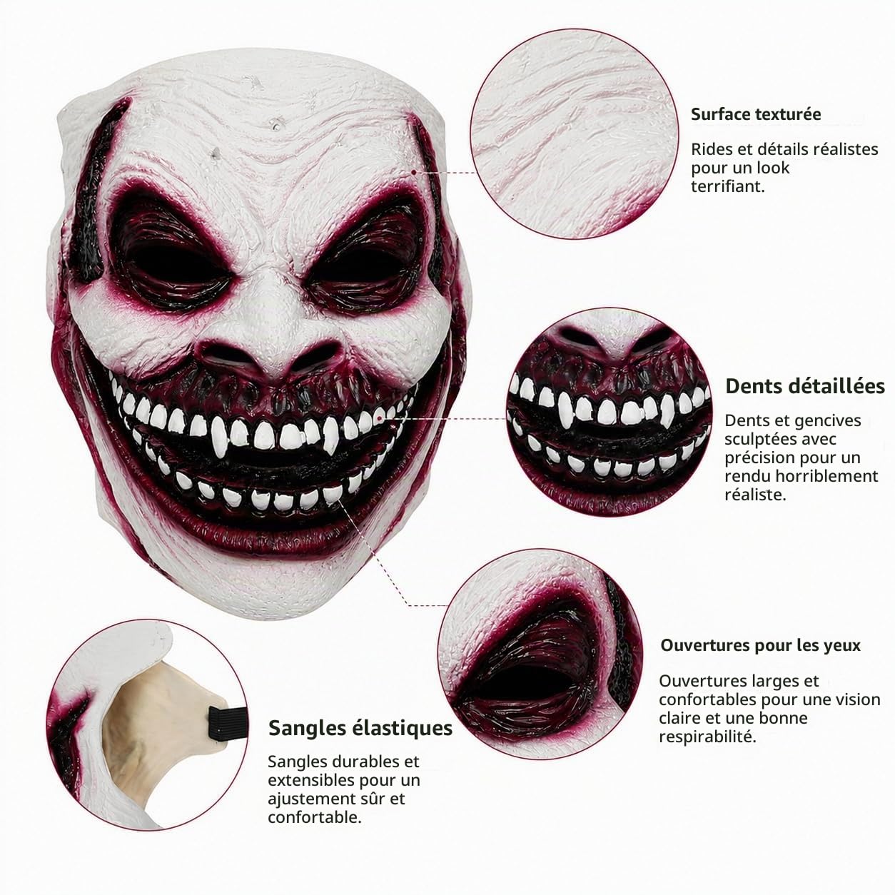 The Fiend Bray Wyatt Masque de cosplay effrayant Halloween Tête complète Latex Démons Réalistes Masque facial Halloween Ghostface Accessoires de costume