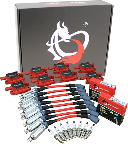 DRAGON FIRE PERFORMANCE Juego de afinación Bobinas cuadradas IRIDIUM Bujías de 0.394 pulgadas de repuesto compatible con Chevy 5.3L 6.0L 6.2L 7.0L DRAGON FIRE PERFORMANCE Juego de afinación Bobinas cuadradas IRIDIUM Bujías de 0.394 pulgadas de repuesto compatible con Chevy 5.3L 6.0L 6.2L 7.0L