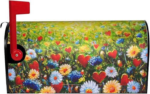 Miniatura 112 de Divertido gnomo de verano para conducir coche y girasol, cubierta magnética para buzón, patrón a cuadros, para decoración del hogar, jardín, 21 x 18