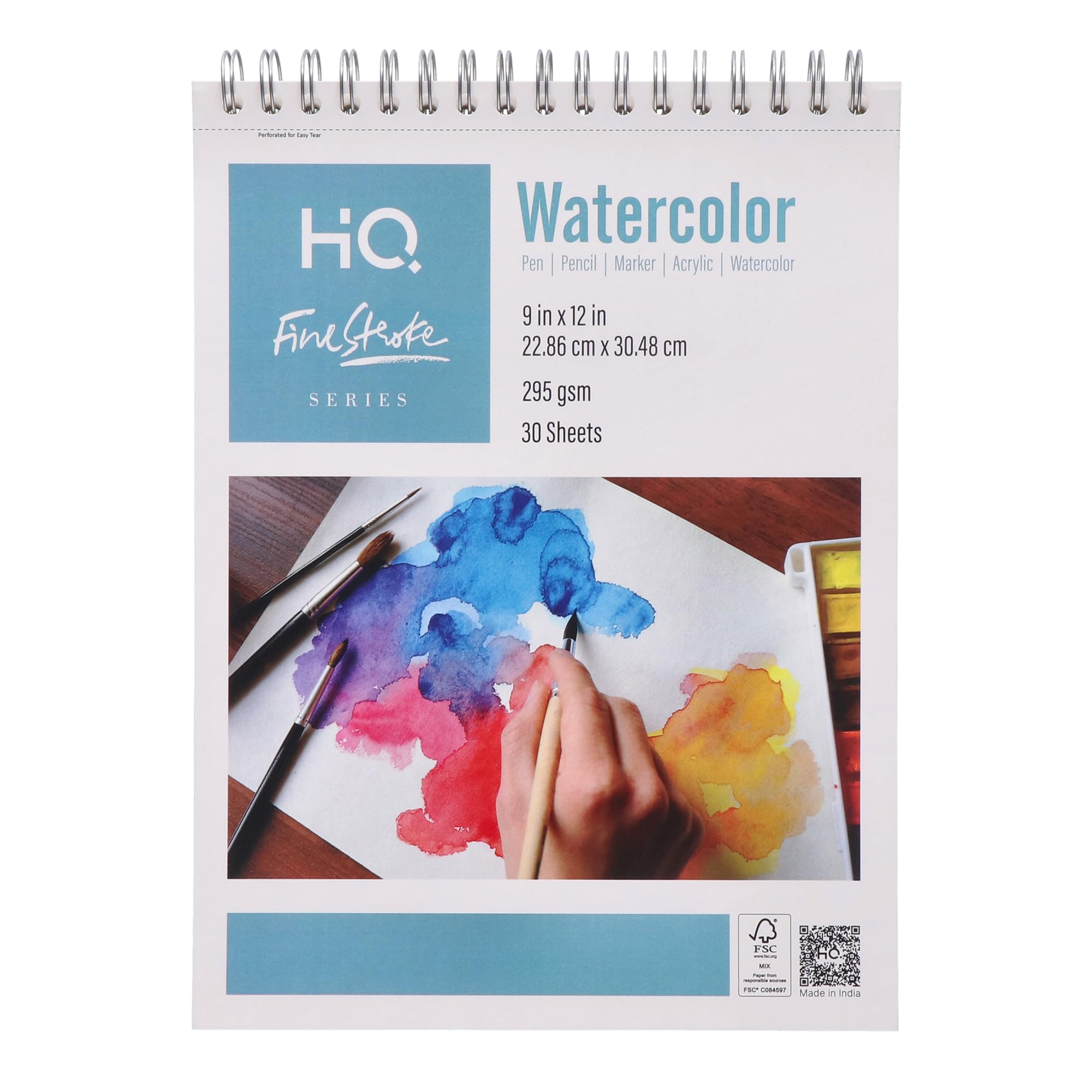 Watercolor Paper Pad 9x12, 295 GSM, 30 Sheets