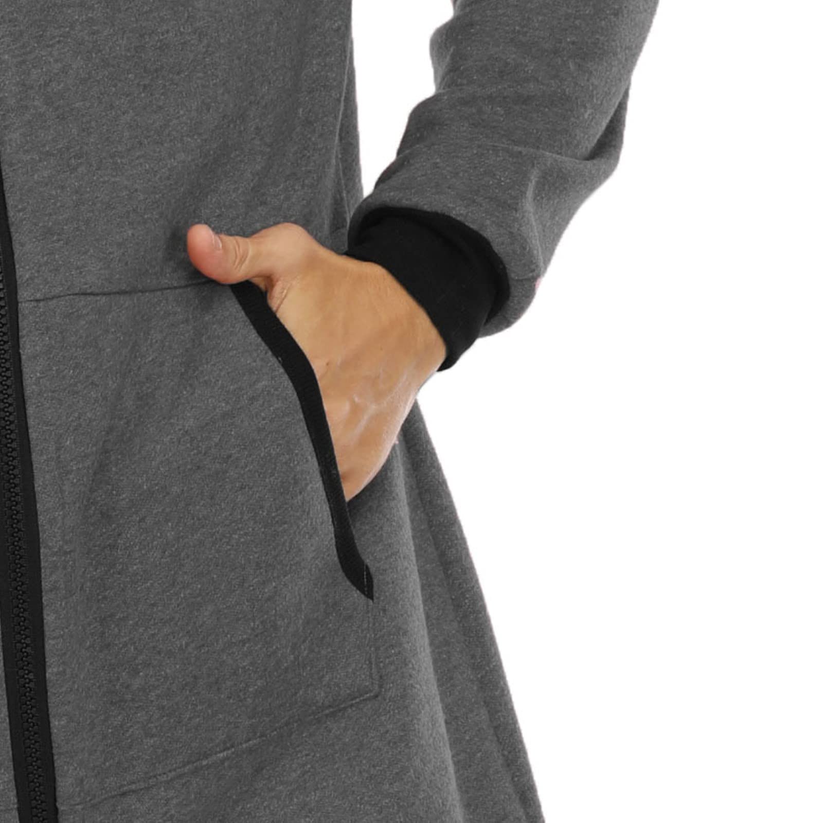 Genérico Mono Cremallera Cuello V Manga Larga Sudadera Capucha Pijama Hombre Ropa Dormir