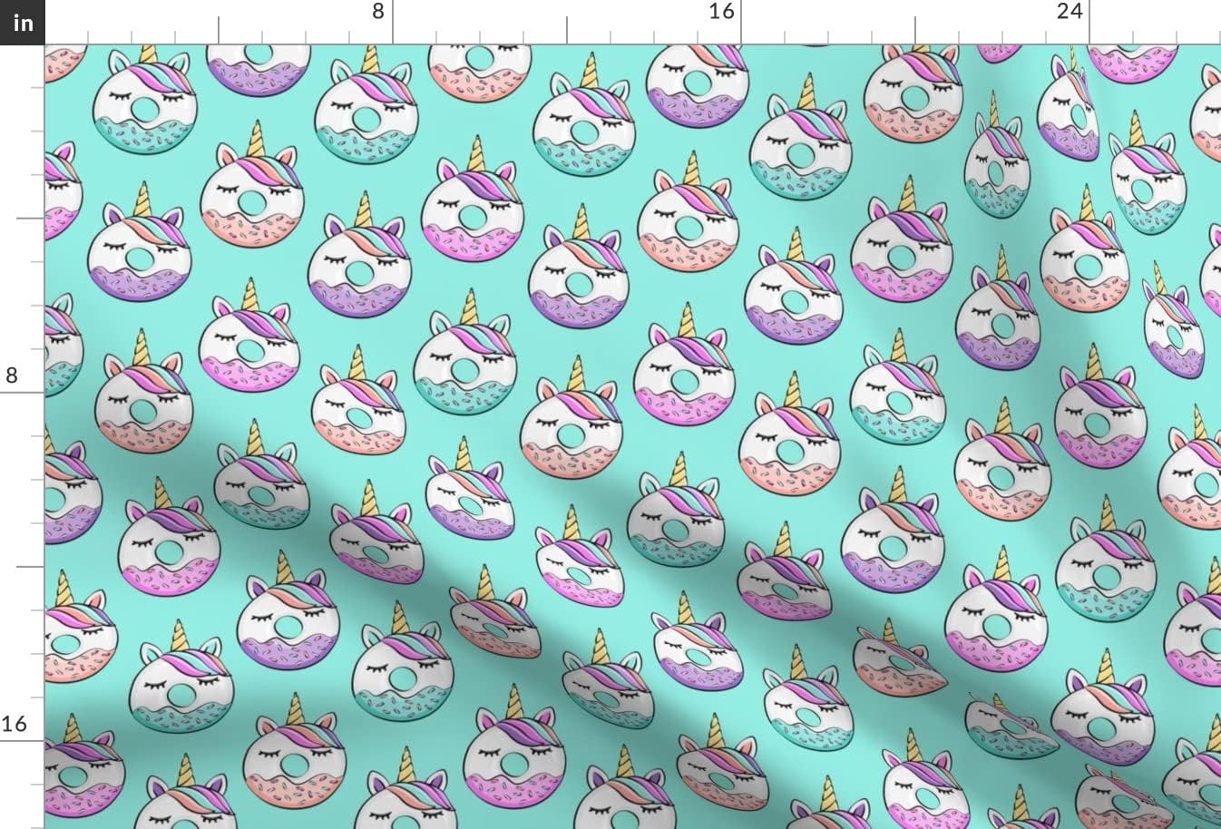 Spoonflower Fabric - Unicorn Donuts Blue Girl Aqua Teal Cooking Treat Printed on Minky Fabric by The Yard - Sewing Baby Blankets Quilt Backing Plush