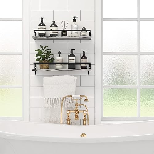 Miniatura 3 de SODUKU Estantes flotantes de almacenamiento montados en la pared para cocina, baño, juego de 2 unidades, color gris