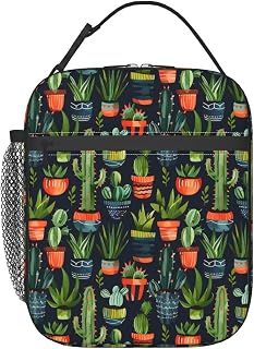 Cactus Lunch Box for Women Adults Kids, Insulated Cooler Lunch Bag for Picnic, School, Office, Travel, Work, Portable Reusable Polyester Tote Thermal Lunch Bags (Vibrant Cactus)