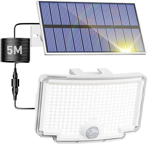 Miniatura 11 de Peasur Paquete de 2 luces solares con sensor de movimiento para exteriores, 318 luces LED solares de seguridad con 3 modos, luces de inundación