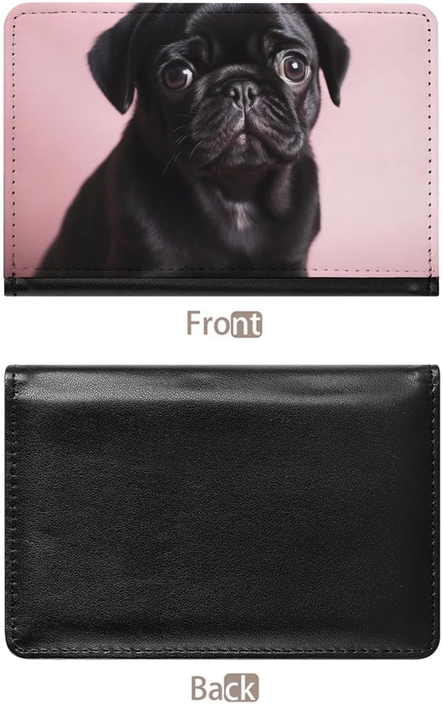 Cute Passport Holder for Travel,Personalized Multi-Functional Passport Cover with Card Slots,Slim Cute Black Pug Printed Passport Wallet for Women Men
