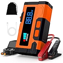 JDMCAR Booster Avviamento Auto – 6000A Avviatore Batteria Auto Portatile ad Alte Prestazioni, Starter Batteria Auto con LED, LCD, Avviatore di Emergenza per Auto, Moto, Regali di San Valentino