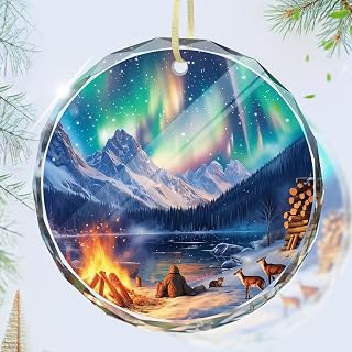 Stained Glass Northern Lights Christmas Ornament, Northern Lights Christmas Tree Decoration, Xmas Tree Decor, Gift Idea