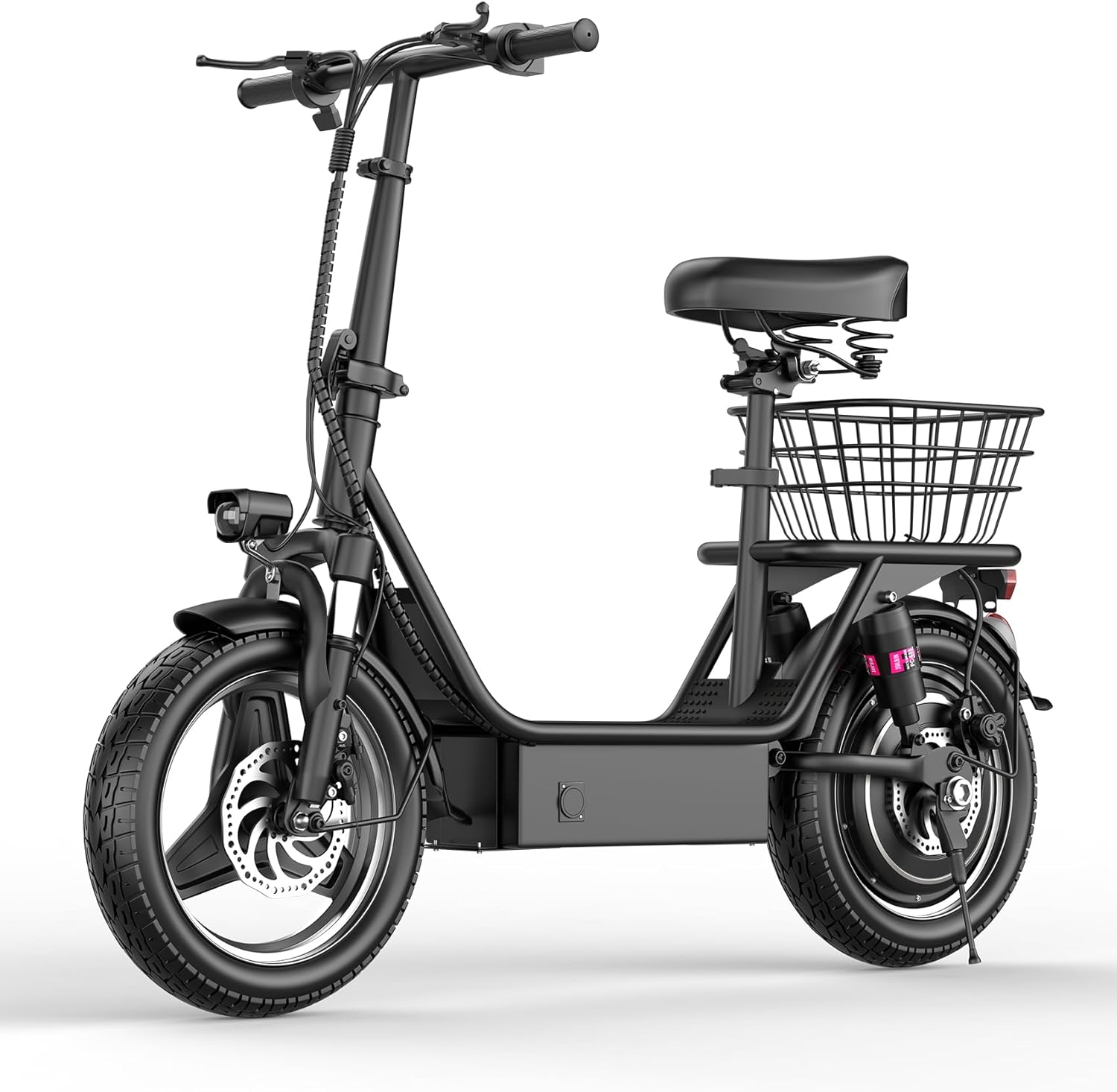 Electric Scooter Adults, 850W Peak Motor, 25 Miles Range, EScooter 25MPH Top Speed, 14" Foldable Electric Scooter with Seat and Basket for Cargo, Dual Suspension for Commuting product image