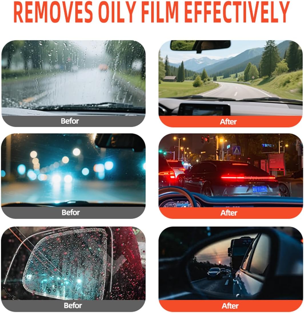 Car Windshield Cleaner & Glass Oil Film Remover, 2Pcs