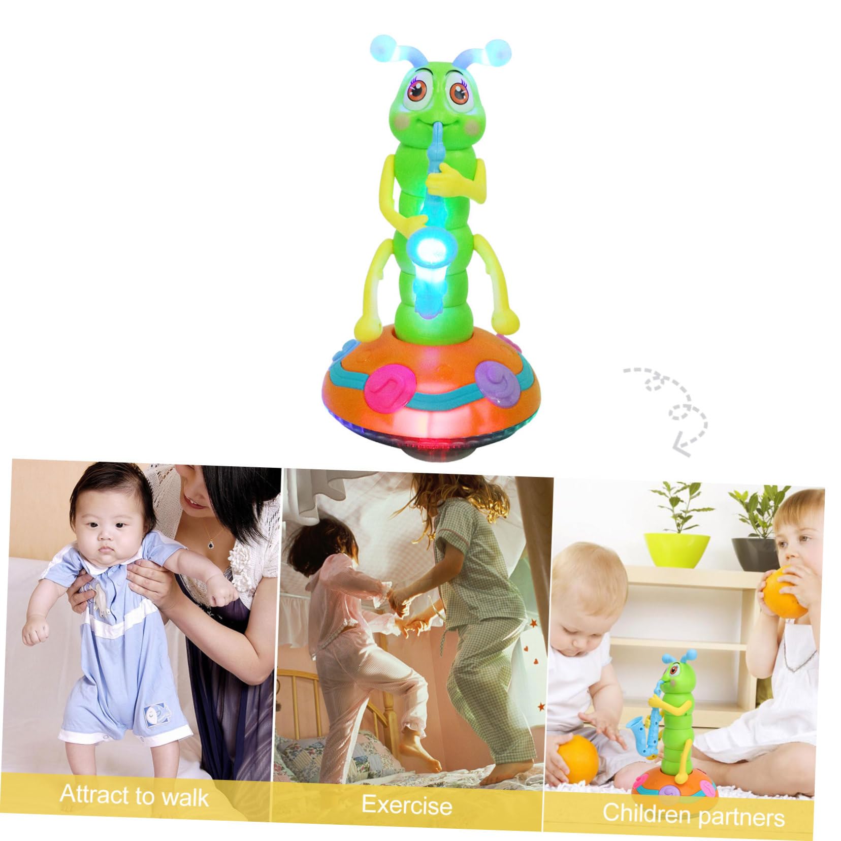 Abaodam Giocattolo Musicale Elettrico del Bruco Multifunzionale per Bambini Luci e Danza, Giocattolo Educativo in Plastica Resistente per Prima Infanzia, Divertente per Colore Casuale