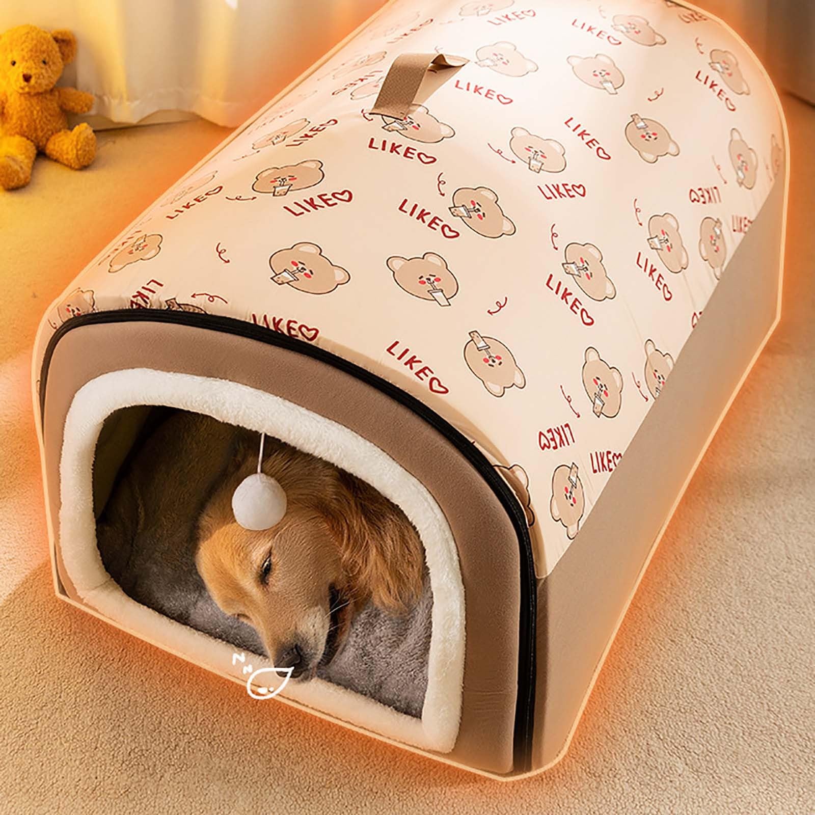 2024 Cama para Perro Grande, Cueva para Mascotas, 2 en 1 Casa para Perros, Iglú para Gatos, Cama de Confort para Mascotas, Saco de Dormir Acogedor para Perros, Nido Cálido de Invierno para Cachorros