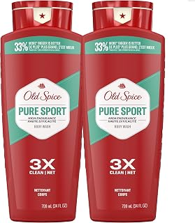 Old Spice 남성용 리프레싱 바디 워시, 높은 내구성, 3X 디펜스, 24/7 샤워 프레쉬, 오래 지속되는 향, 순수 스포츠 향, 680.4g(24온스) (2팩)