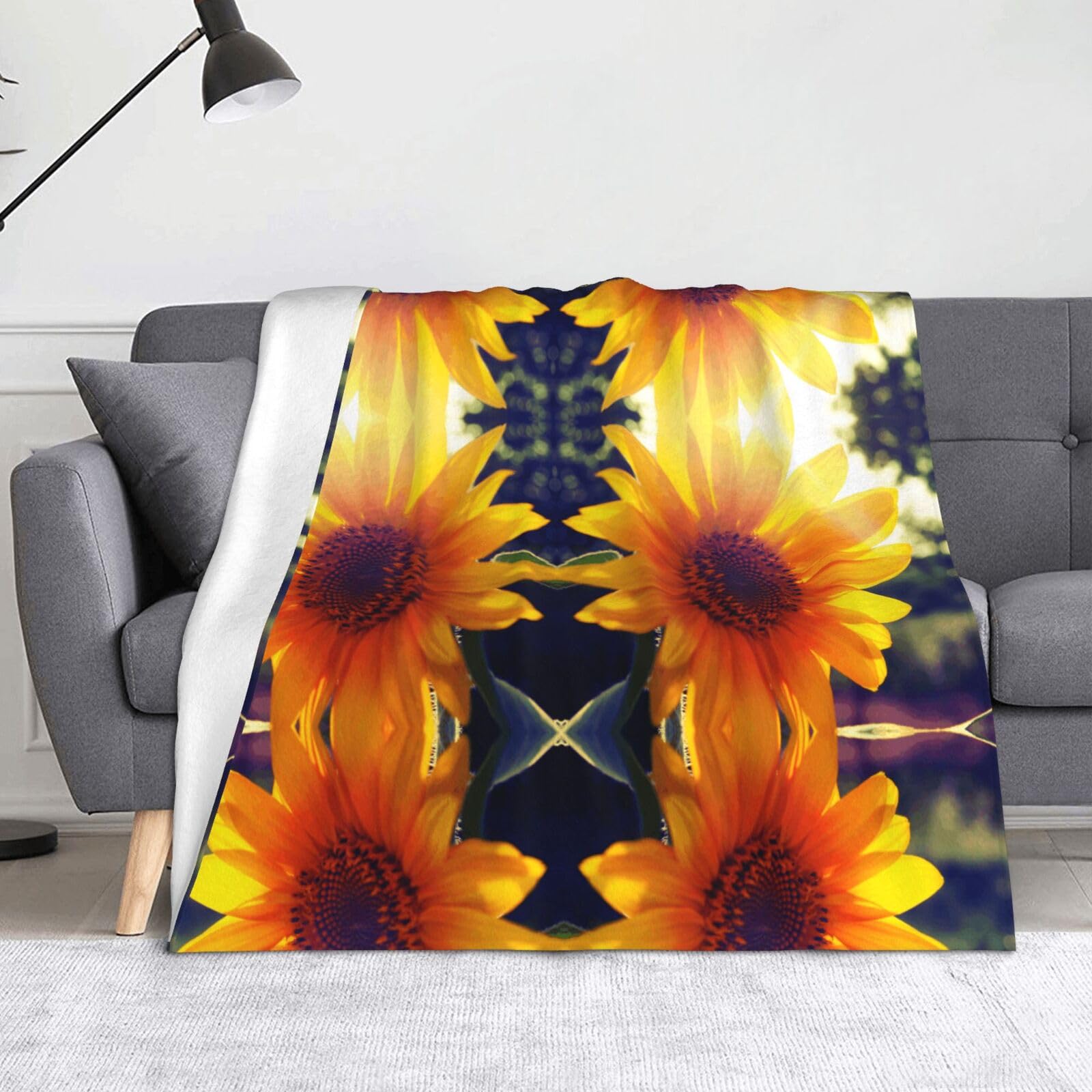 Couverture de camping en flanelle imprimé tournesol pour voiture