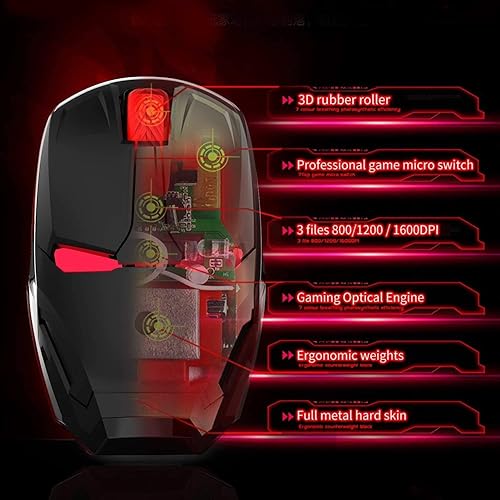 Miniatura 4 de Ratón inalámbrico 2.4G de tamaño completo inalámbrico óptico con receptor Nano USB, 3 niveles de DPI ajustables, 3 botones para portátil, PC,