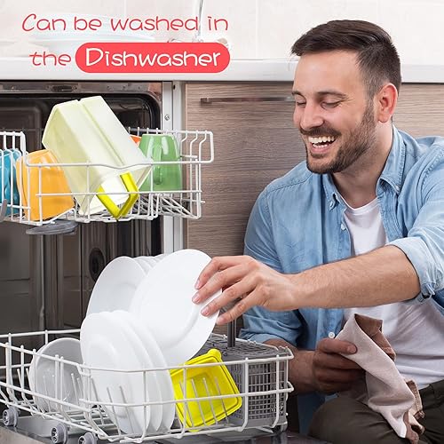 Vista 4 de CHENGU Paquete de 6 recipientes de encurtidos con colador, contenedor de almacenamiento de jalapeño, contenedores de plástico para pepinillos