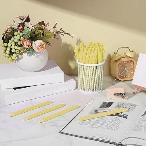 Miniatura 6 de Teling 100 bolígrafos retráctiles, cómodos, bonitos, elegantes, de escritura en punta media de 0.039 pulgadas para suministros de oficina (amarillo)