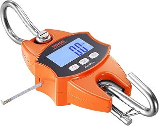 VEVOR Digital Crane Scale, 880 lbs/400 kg, Industrial Heavy Duty Hanging Scale with Cast Aluminum Case & LCD Screen, Handheld Mini Crane with Hooks for Farm, Hunting, Fishing, Outdoor, Garage (Orange)