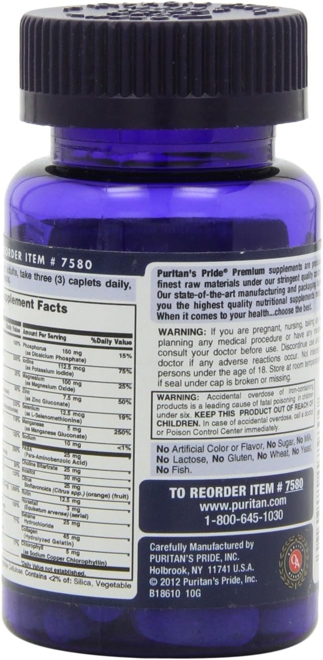 Puritan's Pride Hair Skin and Nails Biotin Formula Coated Caplets