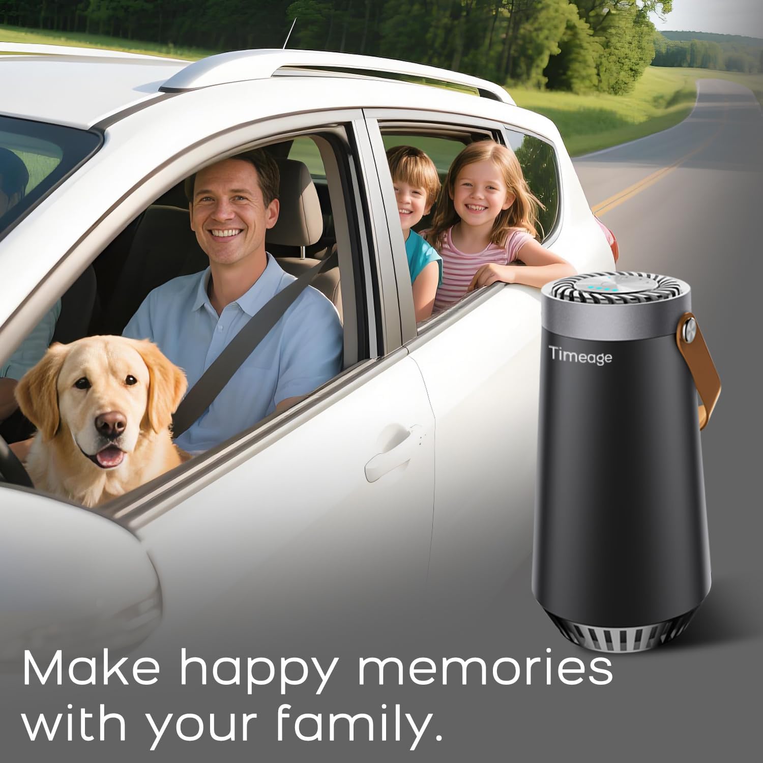 Ozone Generator for Car, 2 in 1 Odor eliminator and Air Ionizer to Remove Smoke Smell, Pet Odor, Dust Mites,PM2.5, Allergens, Portable Rechargeable Air Purifier for Home Room or Travel Black