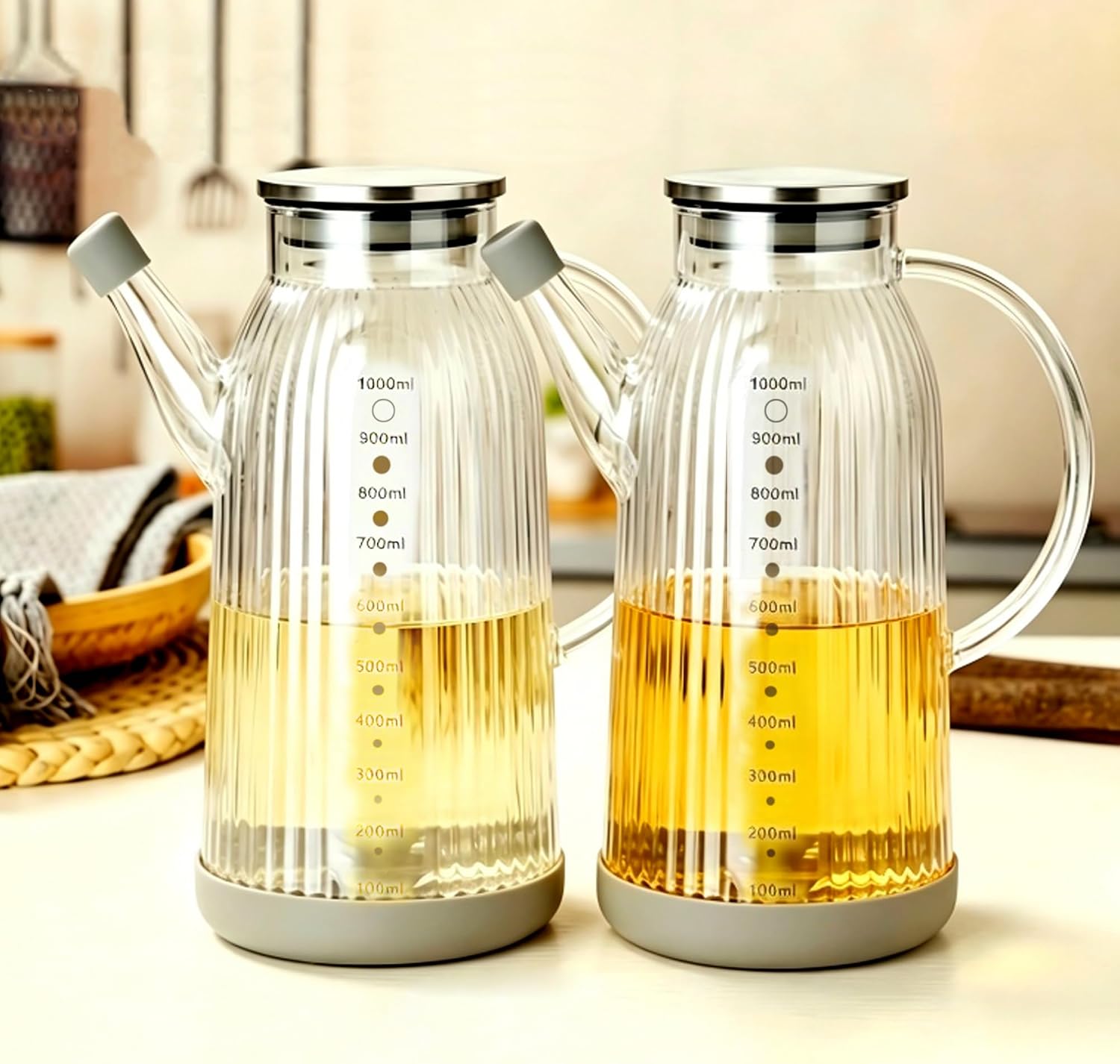 1000ml Glass Olive Oil Vinegar Syrups Bottle Dispenser (34 Oz)