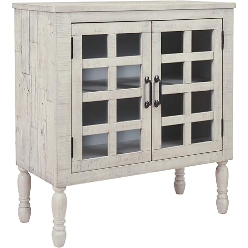 Signature Design by Ashley Falkgate Cottage Farmhouse Accent Cabinet, White
