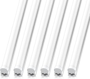 JESLED LED Shop Light 4FT, 20W, 2200LM, 6500K Super Bright White, T5 LED Tube Lights for Garage, Workshop, Warehouse, 4 Foot Linkable Ceiling Lights, ETL Listed, 6 Pack