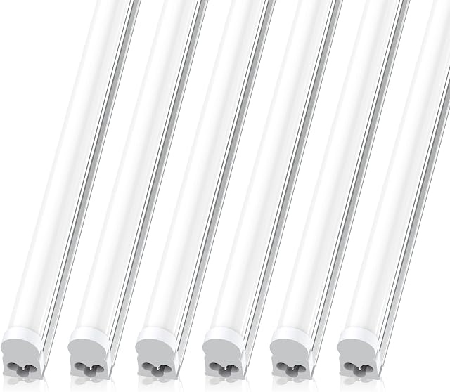 JESLED LED Shop Light 4FT, 20W, 2200LM, 6500K Super Bright White, T5 LED Tube Lights for Garage, Workshop, Warehouse, 4 Foot Linkable Ceiling Lights, ETL Listed, 6 Pack