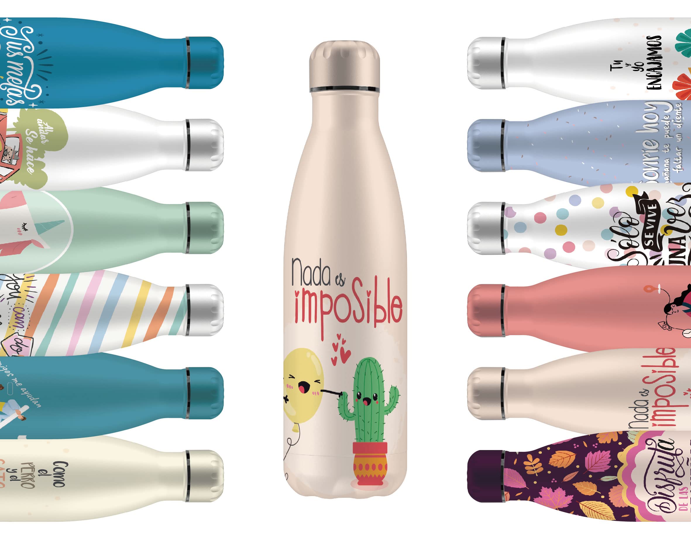 Mi Ko Mi Ka Botella de Agua Térmica de Acero Inoxidable Reutilizable | Sin BPA | Mantiene 24H Frio / 12H Calor | Hermética - Doble Pared a Prueba de Fugas (2 Azules, 750ml) — view 50