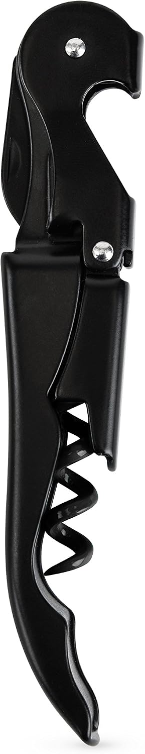 True 7183 Truetap: Double-Hinged Corkscrew Wine Bottle Opener, One Size, Black