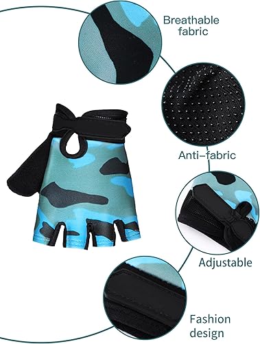 Miniatura 4 de SATINIOR 4-Pairs Kids Bike Gloves, Fingerless Gloves for Boys & Girls, Non-Slip Cycling Glove with Adjustable Strap, Breathable Half-Finger Climbing