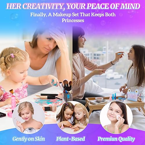 Miniatura 6 de Kit de maquillaje de sirena para niñas y niños pequeños, juguetes de sirena para edades de 3, 4, 5, 6, 7, 8 años, cumpleaños, bolso para niñas, no