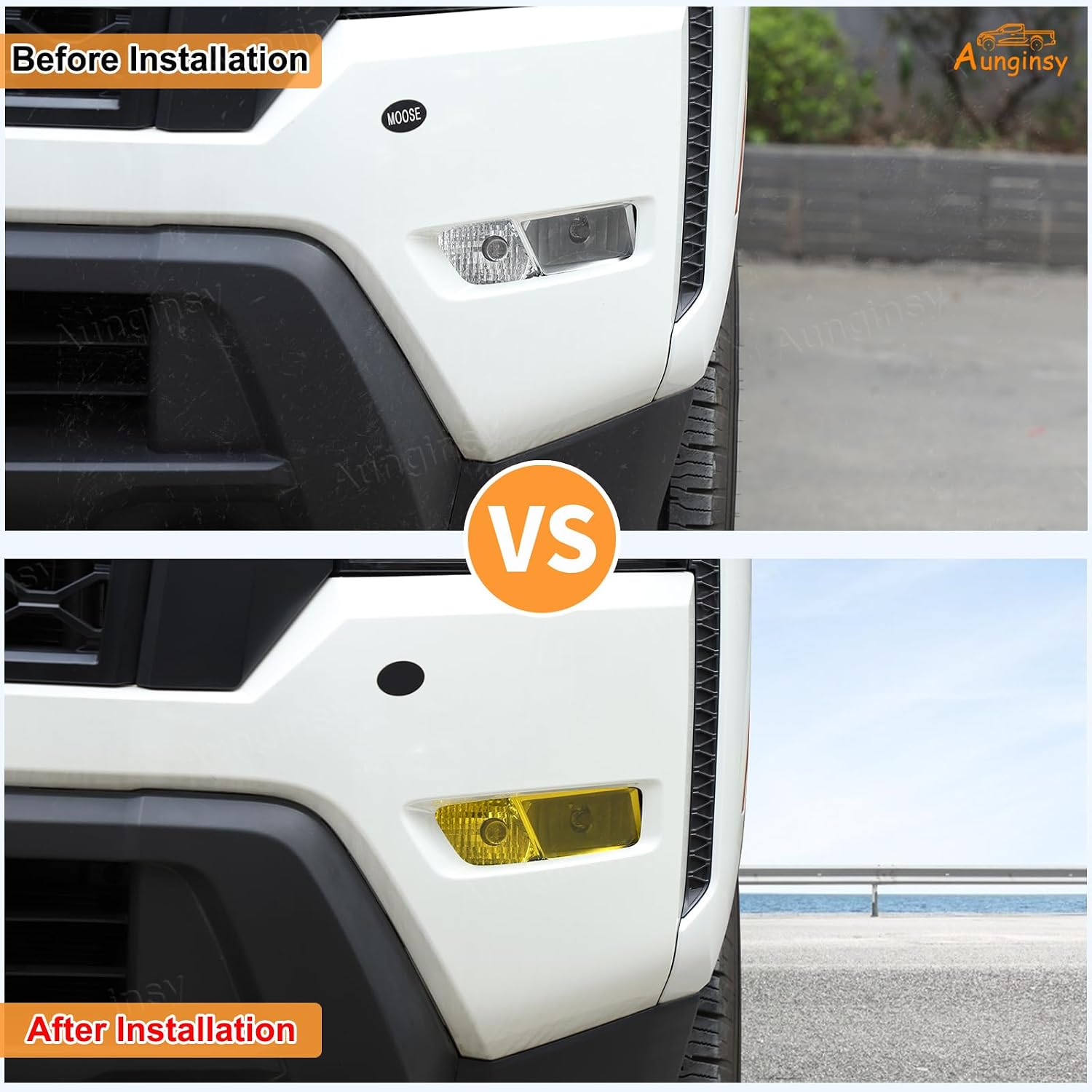Aunginsy Front Fog Light Tint Film Trim Compatible with Nissan Frontier 2022-2025, Car Front Fog Lamp Panel Precut Vinyl Decals Decorative Sticker Wrap Overlay Yellow Transparent Protector Accessories