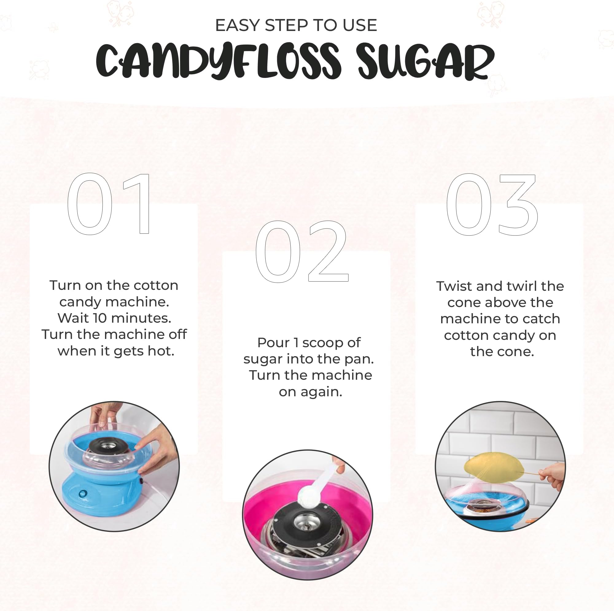 Professional Flossing Sugar for Cotton Candy Machine - Cotton Candy Sugar Flavours - Cotton Candy Floss Sugar in 51 Flavours - Floss Sugar for Cotton Candy Maker - Bulk Floss Sugar 400g (Vanilla)