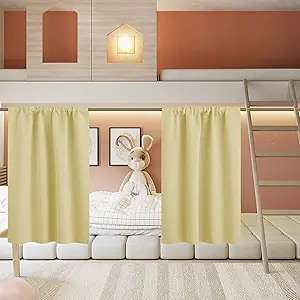 RYB HOME Small Window Curtains for Kitchen, Thermal Insulated Privacy Shades for Bedroom Basement Bathroom Door Half Window Tiers, Width 34 x Length 30 inch, 2 Panels, Light Yellow