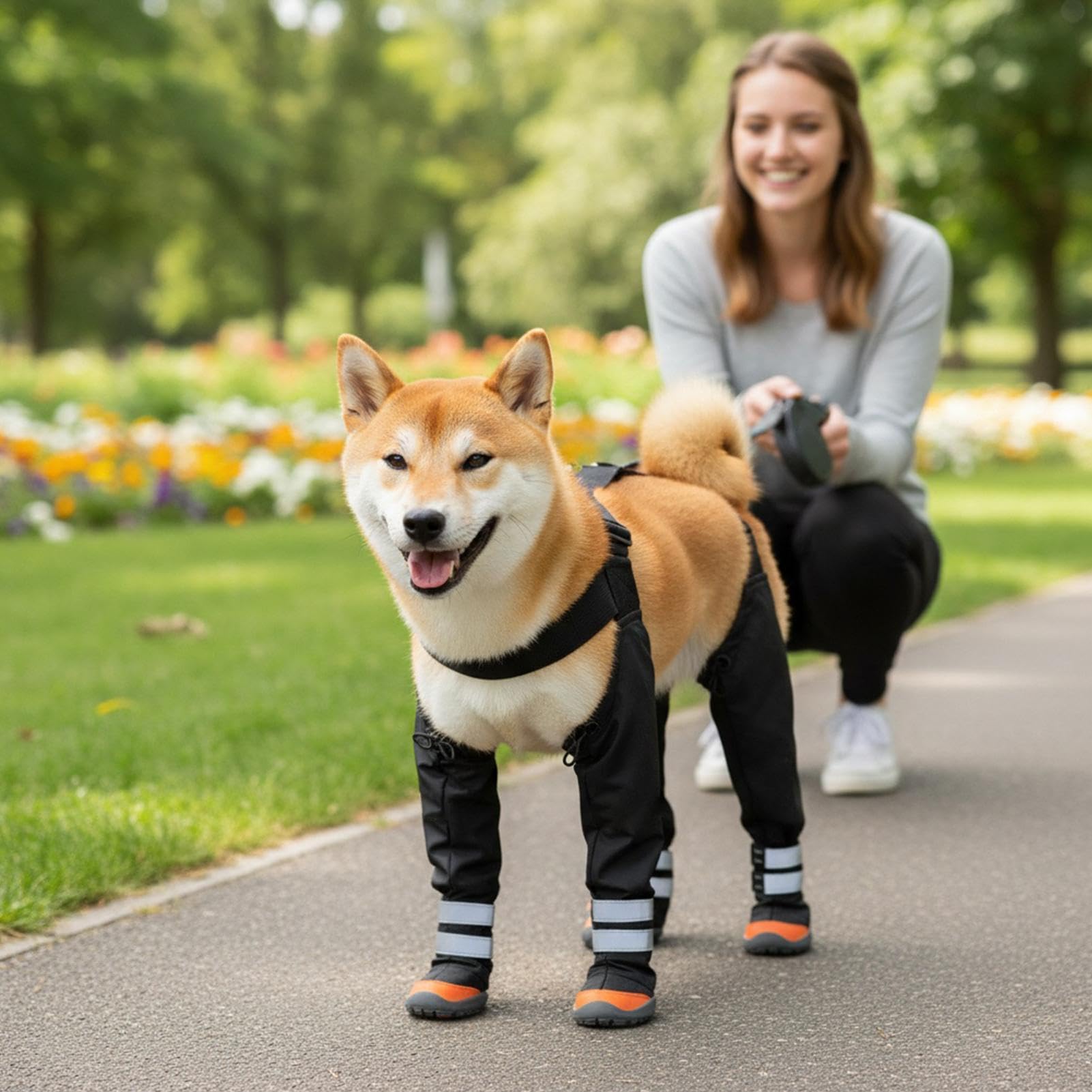 Chaussures pour Chien avec Bretelles Chaussures imperméables anti-saleté | Bottes Réglables pour Chien avec Bande Réfléchissante Pour les pattes lors des promenades hivernales par