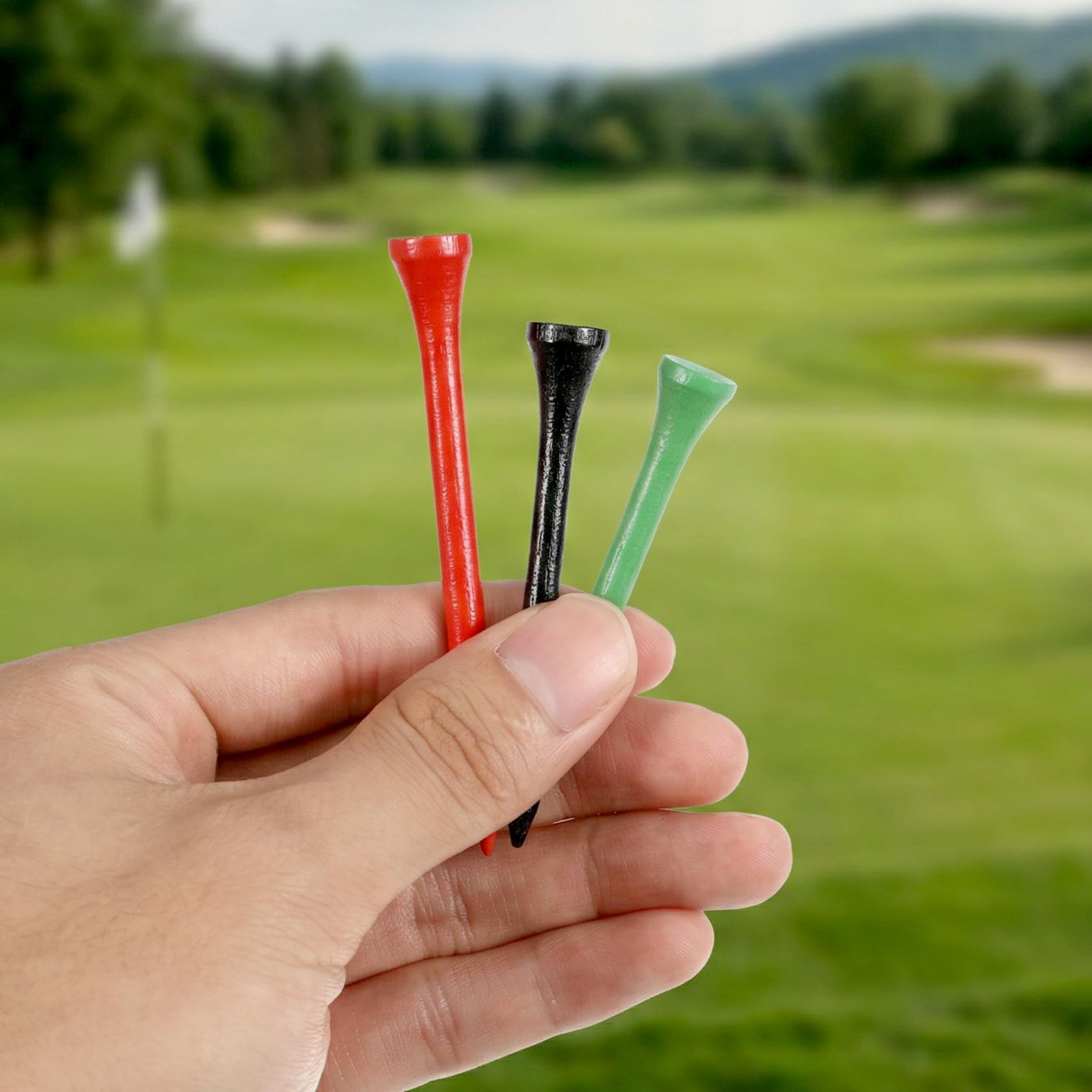 Nogeqi 100 tees de golf de madera de bambú, 70 mm, 38 mm, entrenamiento para golfistas, profesionales de madera natural, menos fricción (varios colores)