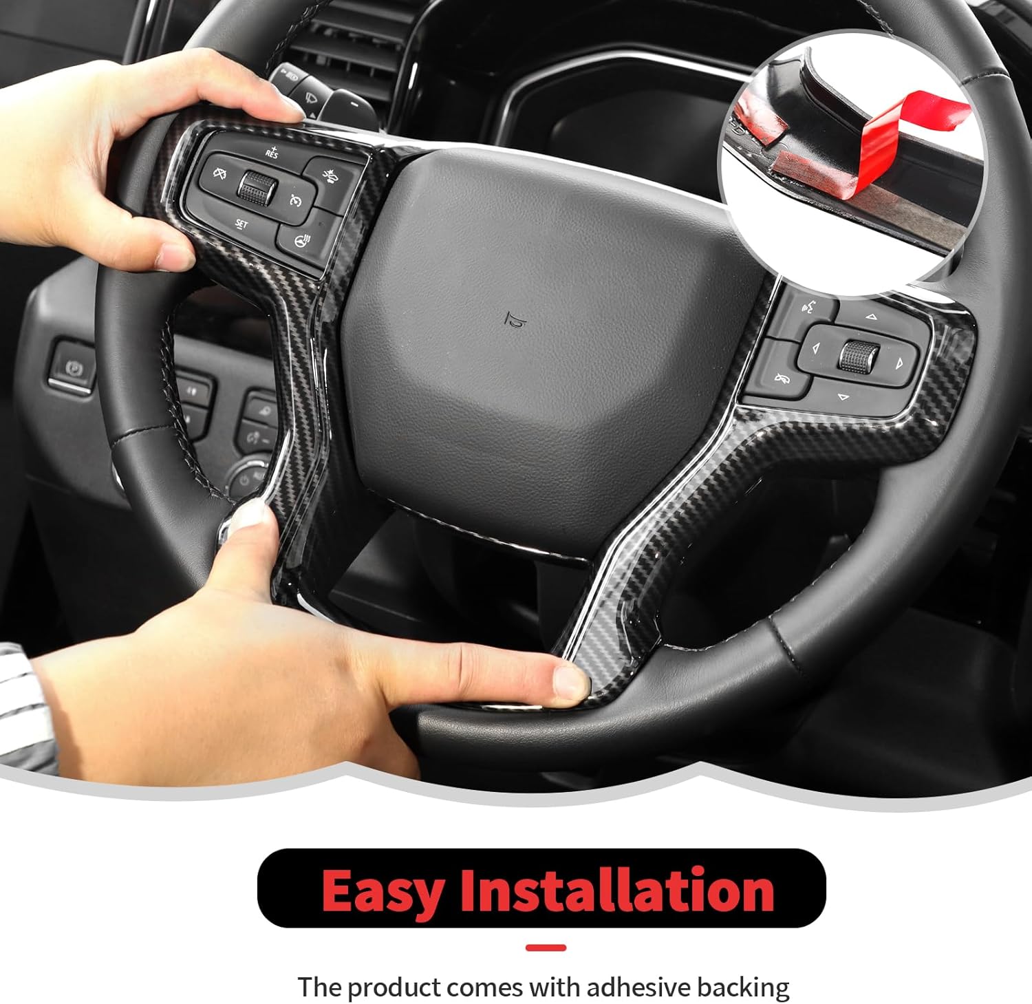 RT-TCZ Center Console Navigation GPS Panel Cover Trim Kit Decoration Interior Accessories for Chevrolet Chevy Silverado 2019-2021 (Black Carbon Fiber)